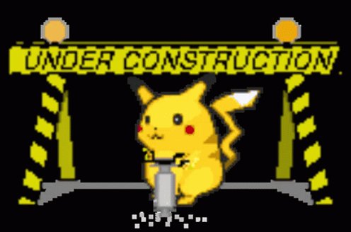 pikachu with a jackhammer, hard at work. this website is under construction!